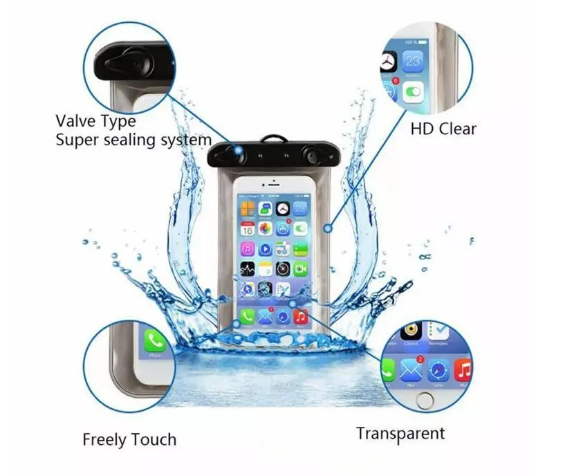 Universal-Größe 5,7 '' wasserdichte Handytasche Fall klar PVC Sealed Unterwasserzelle Smart Phone trocken Beutel Handy-Fällen