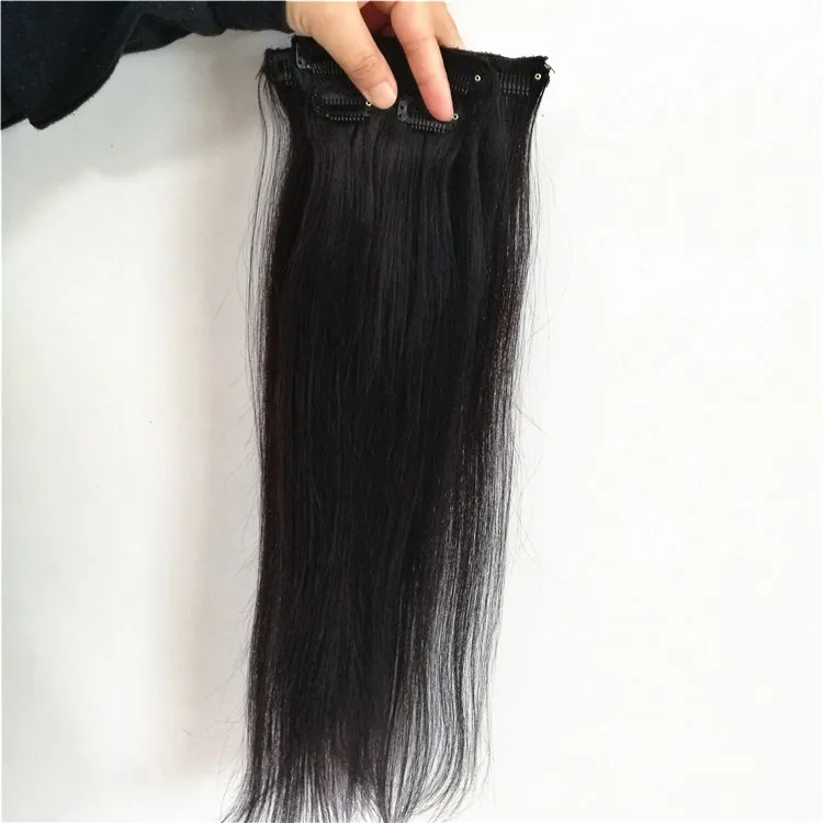 Brazylijski Virgin Hair Silky Prosto Clip w Ludzkich Przedłużanie Włosów Naturalny kolor 80g 100g 125g dla pełnej głowy