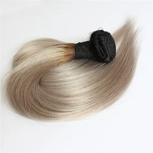 Yuntian 100％人間の髪の毛の束ブラジルのストレートヘア織り1ピースわずか10-26インチT1B /グレーウィーブRey Ombre人間の髪