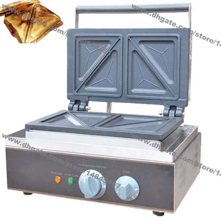 Acero inoxidable uso comercial antiadherente 110v 220v parrilla eléctrica para sándwich tostadora máquina para hacer prensa panadero