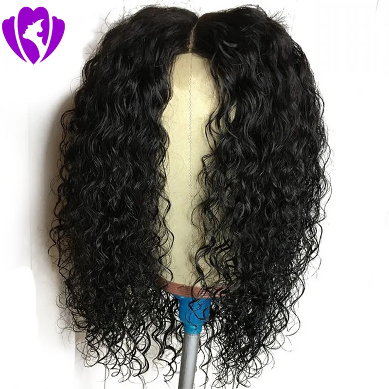 Stock middle part Short kinky curly Lace Front Wigs Pre Plucked With Baby Hair Deep Part Curly synthetic hair wig for black women