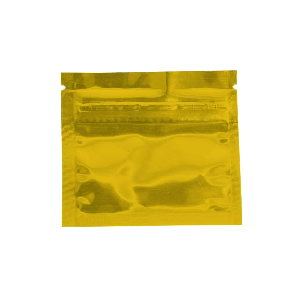 / Küçük Altın Fermuar Alüminyum Folyo Çanta Ambalaj 7.5 * 6cm ısıyla yapışabilir Parlak Zip Kilidi Mylar Çantası Kahve Çay Kapsülü Pack
