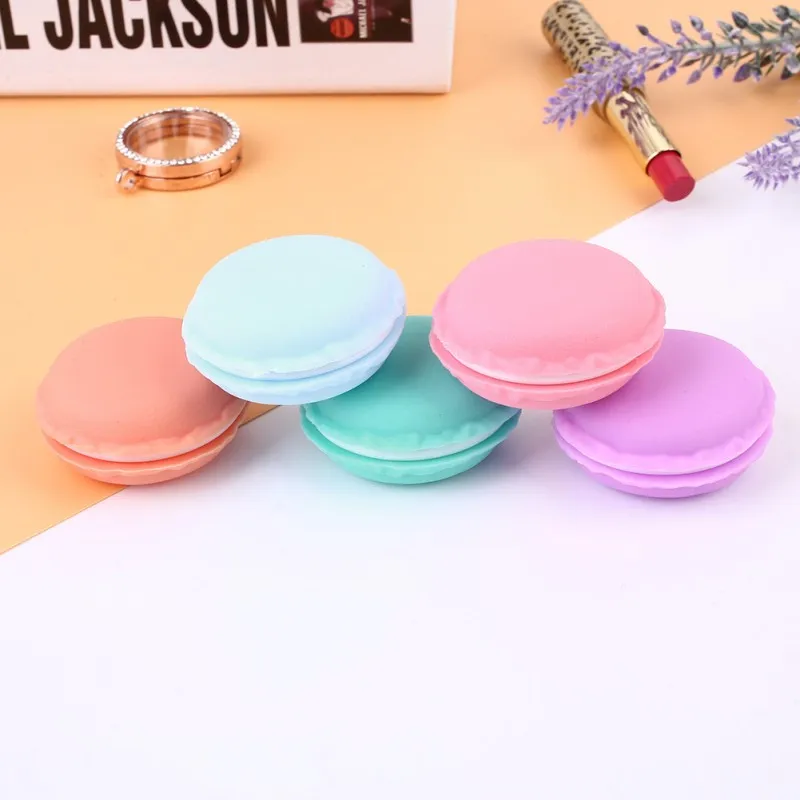 New Arrival Circle Cute Macaroon Cookie Design Candy Color Mini Pierścień Naszyjnik Biżuteria Storage Box Jewelry Box