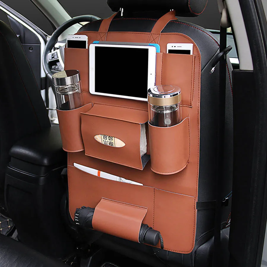Leather back seat organizer discount
