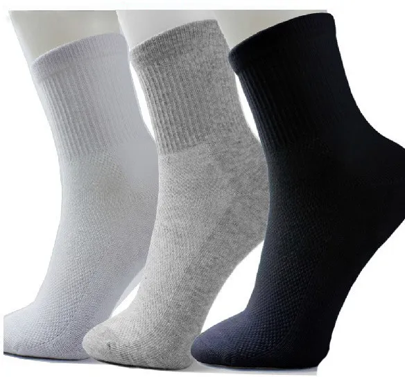 Atacado- 2017 Nova Chegada Moda Homens Sporting Meias Bambu Fibra Negócios Casuais Dress Socks Masculino Mistura Branco / Preto / Cinza, 20 pcs = 10Pairs / lote