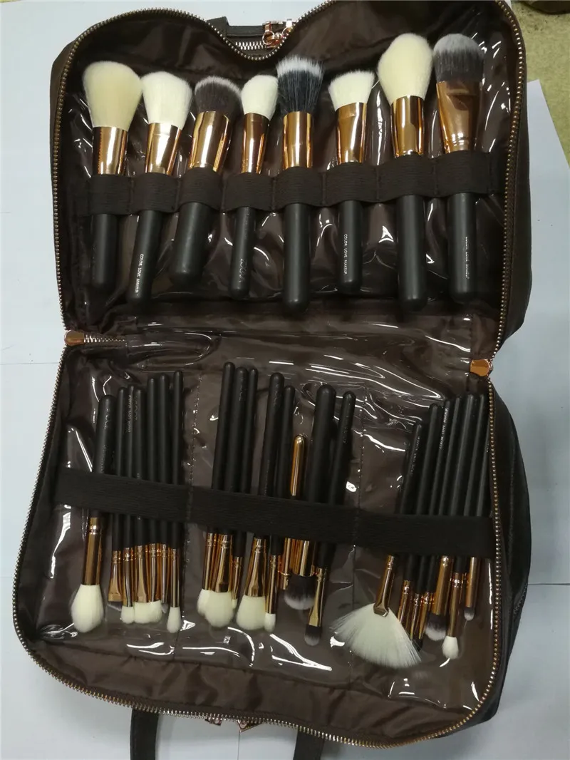 Professional Makeup brush Set kit Coffee Rose gold Color Goat Hair Face Beauty Tool Multipurpose make up brushes with Cosmetic bag