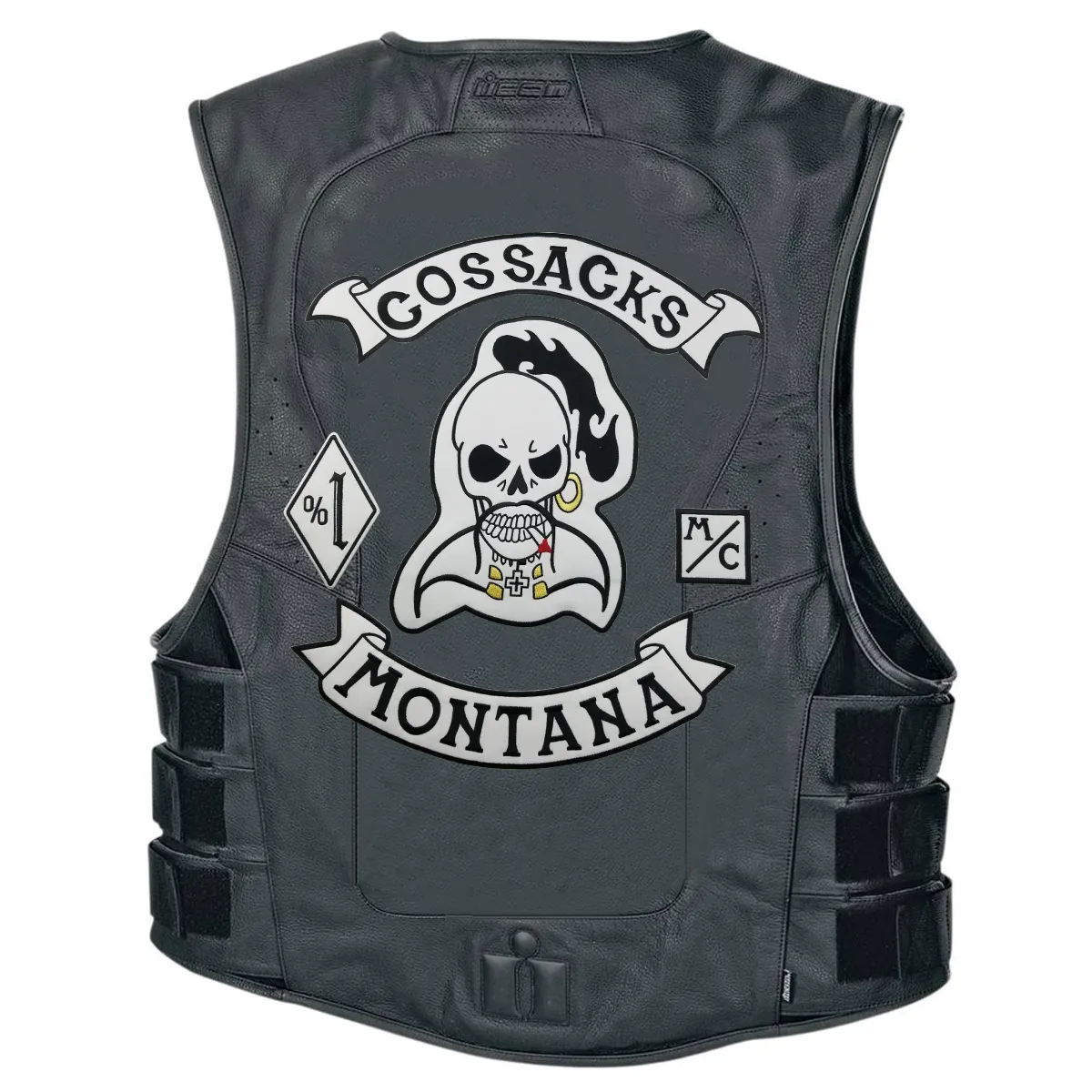 Set 2 Toppe Ricamate Biker – Independent (35x10 Cm) + Teschio Malvagio (26x23 Cm) Termoadesive Per Giubbotti E Gilet Moto