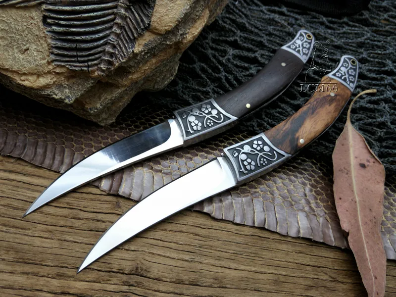 LCM66 Tactical Folding Pocket Kniv Stålblad Trähandtag Titan Survivalknivar Hunting Fiske Browning Tool Fruit Knife