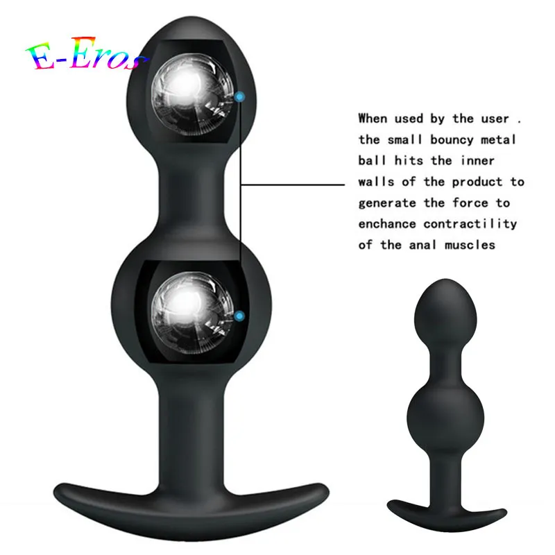 ORISSI Black Anal Sex Toys Silicone Anal Beads Metel Ball Inside Muscles Trainer Sex Product Butt Plug Anal Masturbator Toys S924