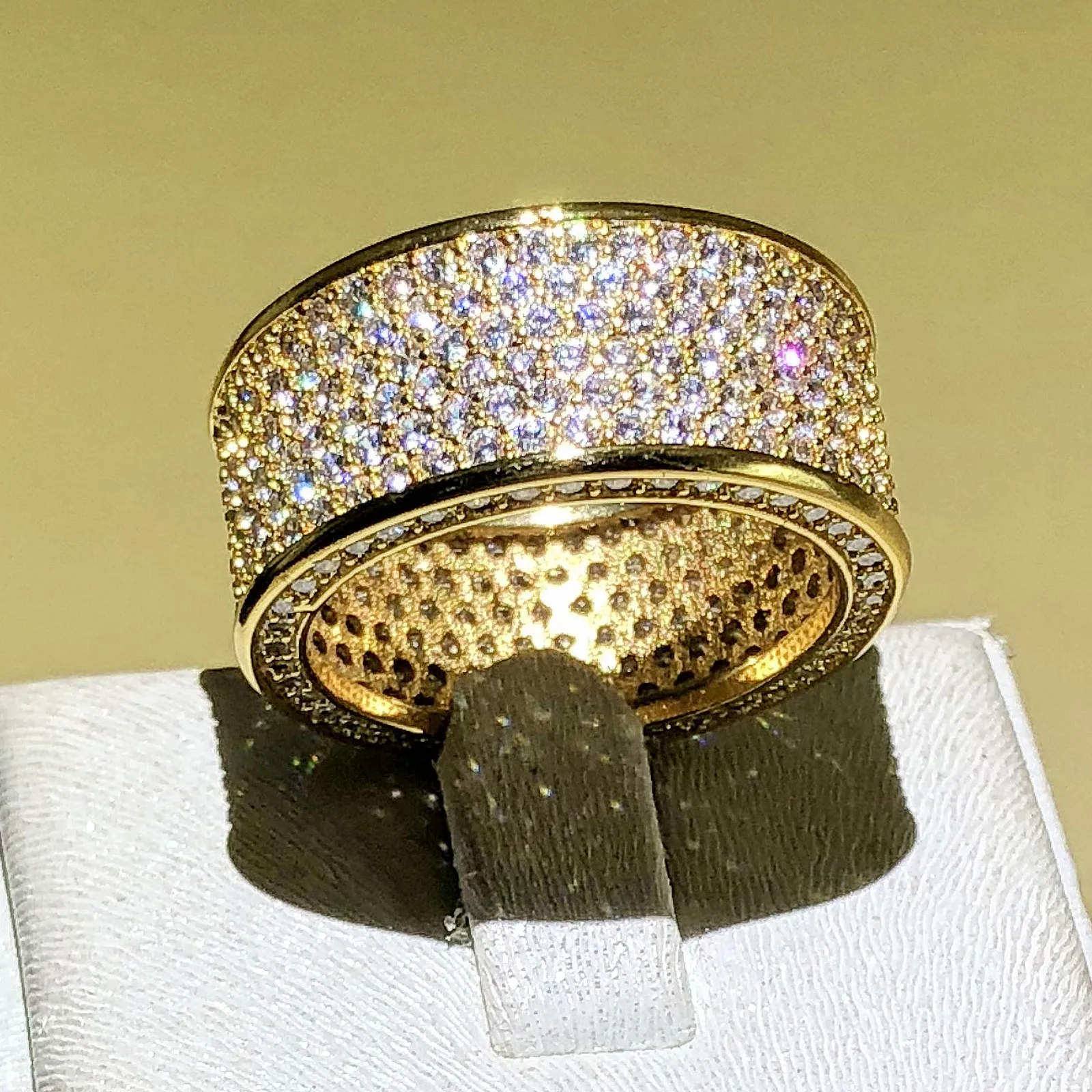 Luxurious Jewelry Paragraph 925 Silver Gemstone Rings Finger Shining 320pcs Full Simulated Diamond Gold Ring for Women Men