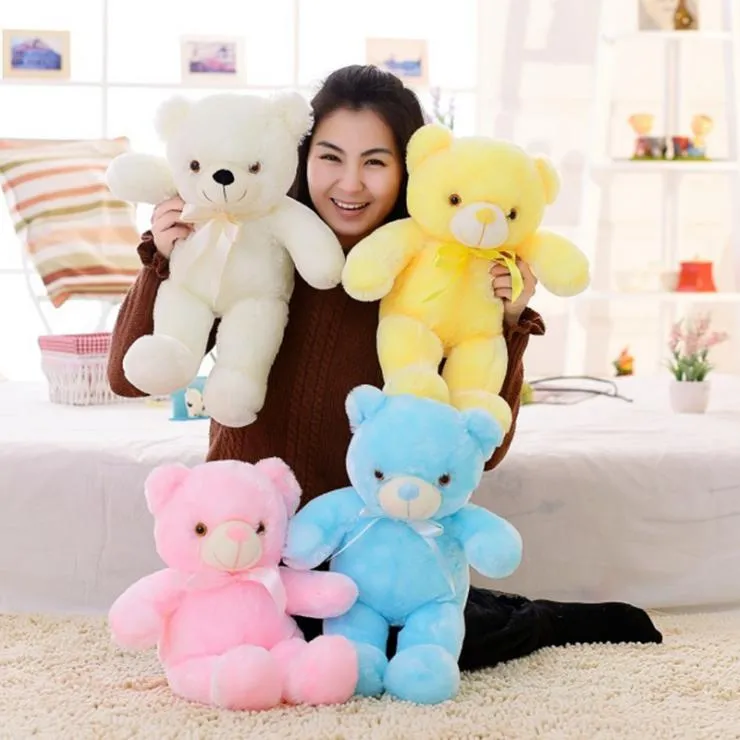 30cm 50cm Colorful Glowing Teddy Bear Luminous Plush Toys Kawaii Light Up LED Stuffed Doll Kids Christmas5788179