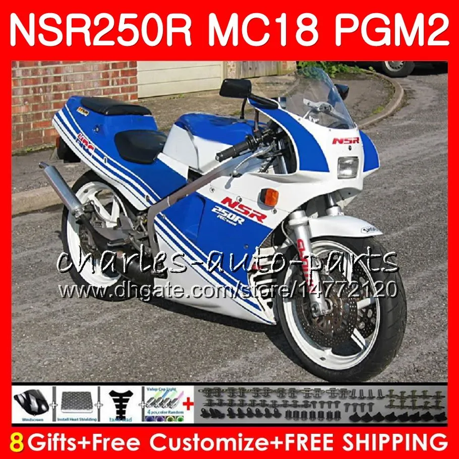 Karosserien für HONDA NSR250R MC16 MC18 PGM2 NS250 88 89 78HM.80 NSR 250 R NSR250 R RR blauer Rahmen NSR250RR NSR 250R 88 89 1988 1989 Verkleidungsset