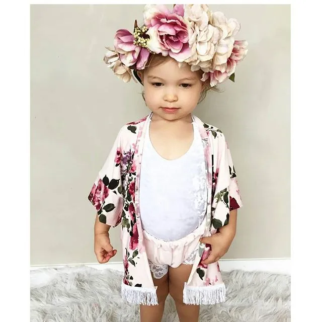 Mode bébé fille vêtements fleur gland châle Cardigan hauts bébé enfants vêtements printemps été automne vêtements d'extérieur manteau enfant en bas âge filles vêtements