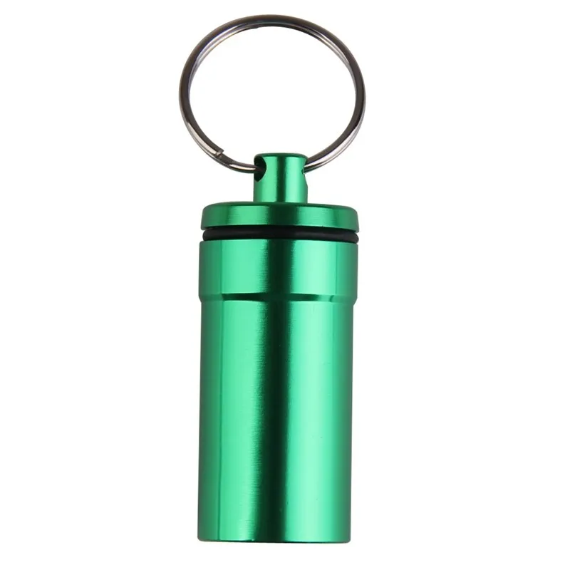 Waterproof Aluminum Pill Box Medicine Container Case Capsule Holder First Aid Gallipot with Key Ring Chain travel kits