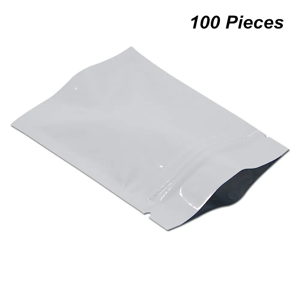 Wholesale 100 White Foil Mylar Heat Seal Sample Packets With Zipper