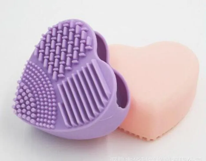 Makeup Brush Cleaning Mat Cleaner Silicone Heart-shape Cosmetic Brush Scrubber Board Washing Pad Make Up