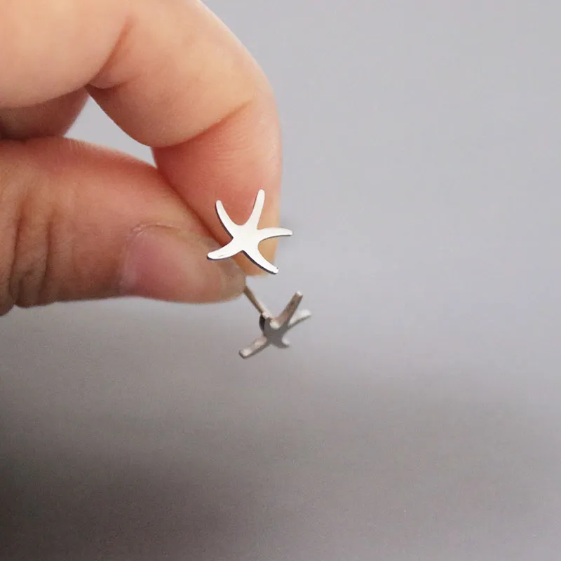 Everfast New Tiny Star Fish Earring 스테인레스 스틸 귀걸이 스터드 패션 여성을위한 해상 불가사리 귀 주얼리 선물 키즈 287W