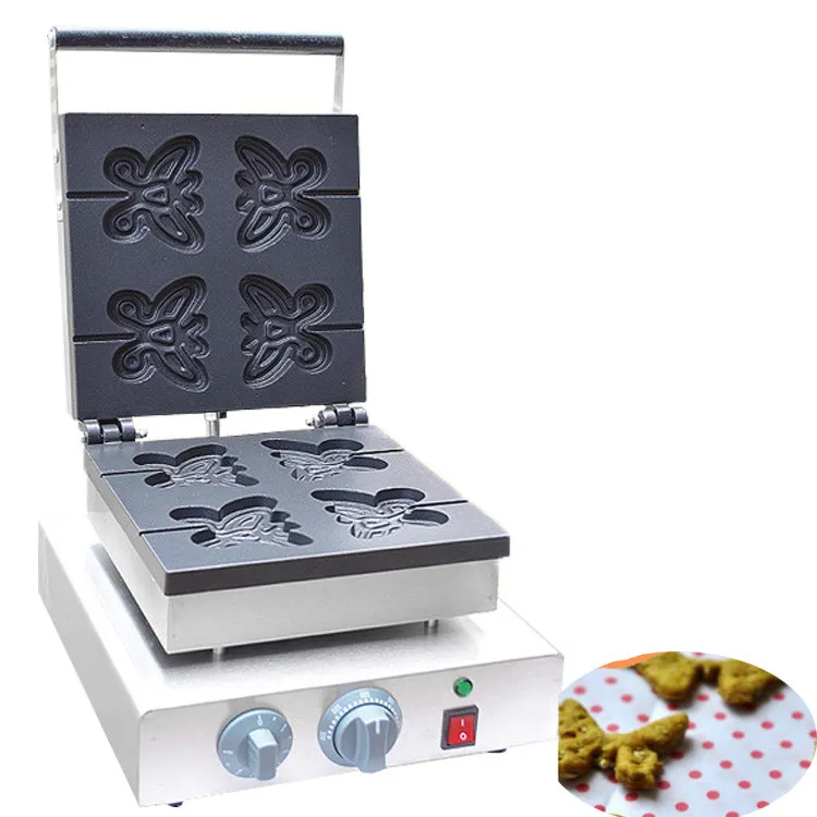 Qihang_top elektrisk fjäril form våffel maker mat bearbetning kommersiell formad våffel tårta bakare maskin 110V 220V