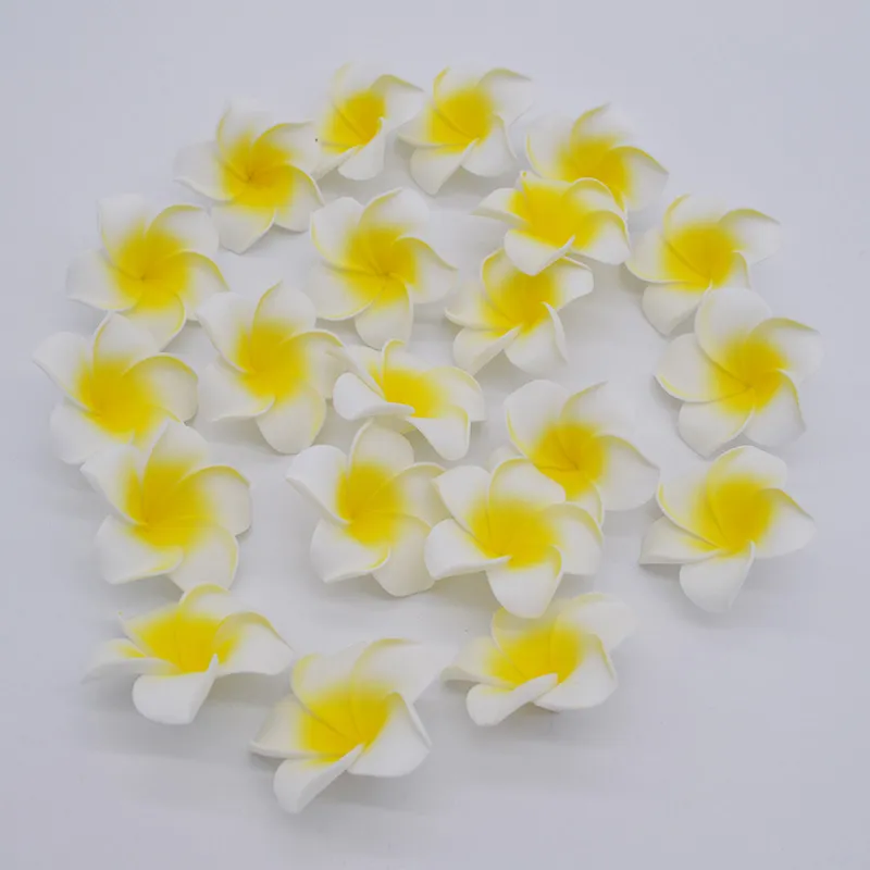 New 2" 5cm Summer Hawaiian PE Plumeria flower Artificial Frangipani foam Flower for headwear Home decoration 