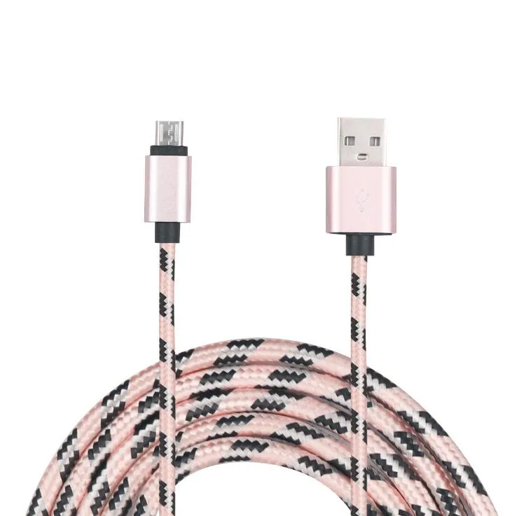 Cable trenzado de nailon tipo C Cable de cargador de datos Micro Usb 1m 2m 3m Cables para samsung s6 s7 s8 plus macbook htc teléfono android