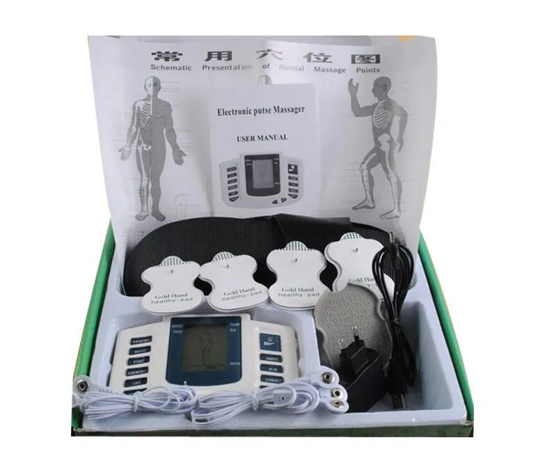 LCD Electronic Pulse Massager Tens Acupuncture Therapy Machine Body Massager Tools Elektrisk stimulator Toppkvalitet av DHL