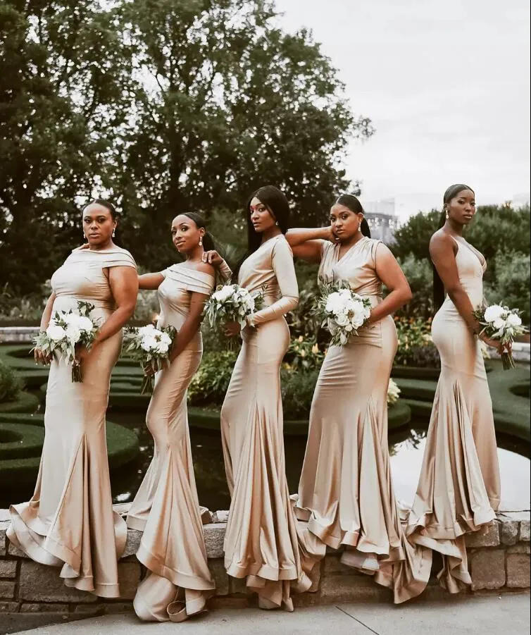 Plus Size African Champagne 2019 Mermaid Bridesmaid Dresses Maid Of The Honor Dresses Formal Prom Gowns Robes De Demoiselles Dhon From 125 09 DHgate