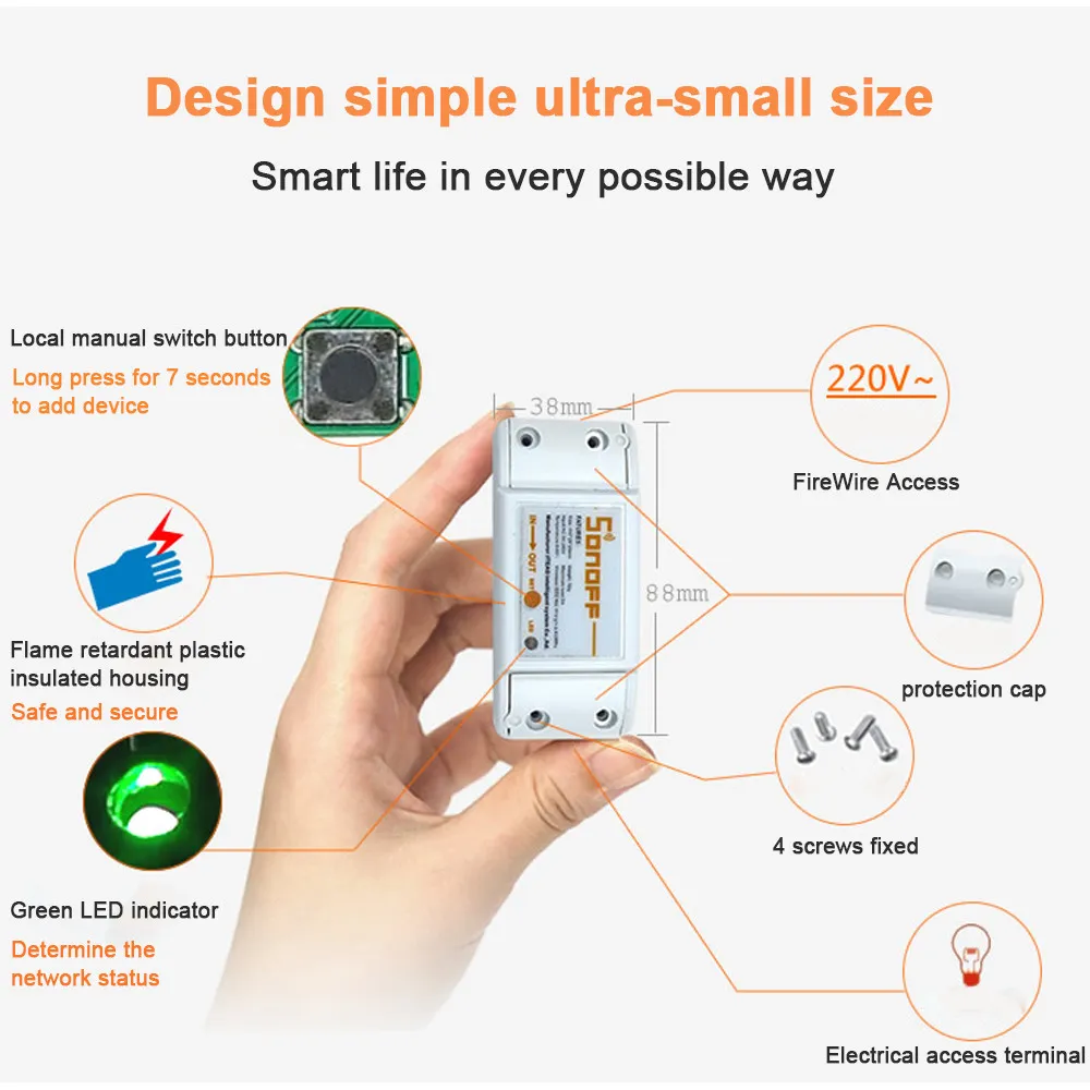 Sonoff WiFi Switch Universalmobile Phone App Remote WiFi Trådlös fjärrkontroll Tiduttagsströmbrytare Smart Hem