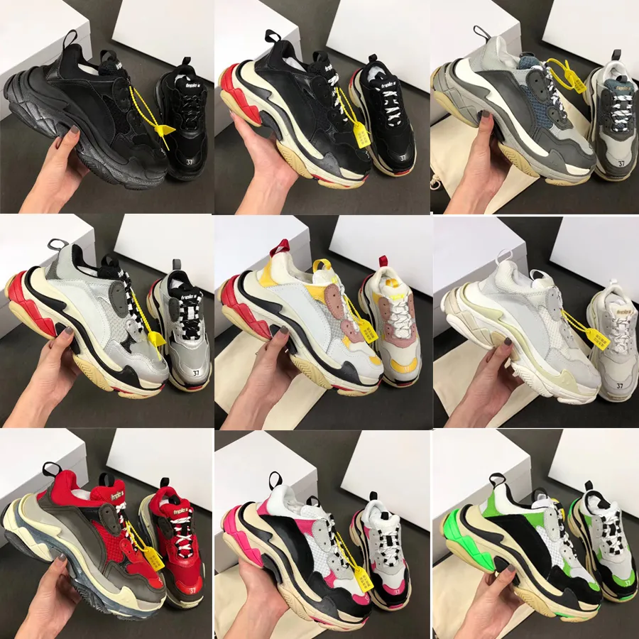 Mężczyźni Paryż Buty 17FW Triple S Sneakers Warstwa Kombinacja Mody Triple S Casual Retro Day Sport Buty Kobiety Buty do biegania