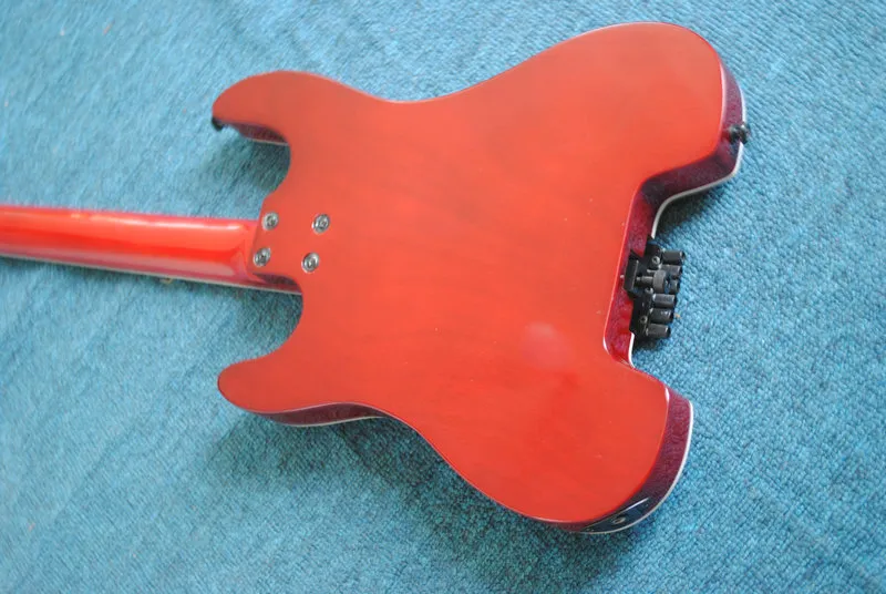 Gratis frakt Red 4 strängar Nej Head Electric Bass Headless Wholesale Guitars