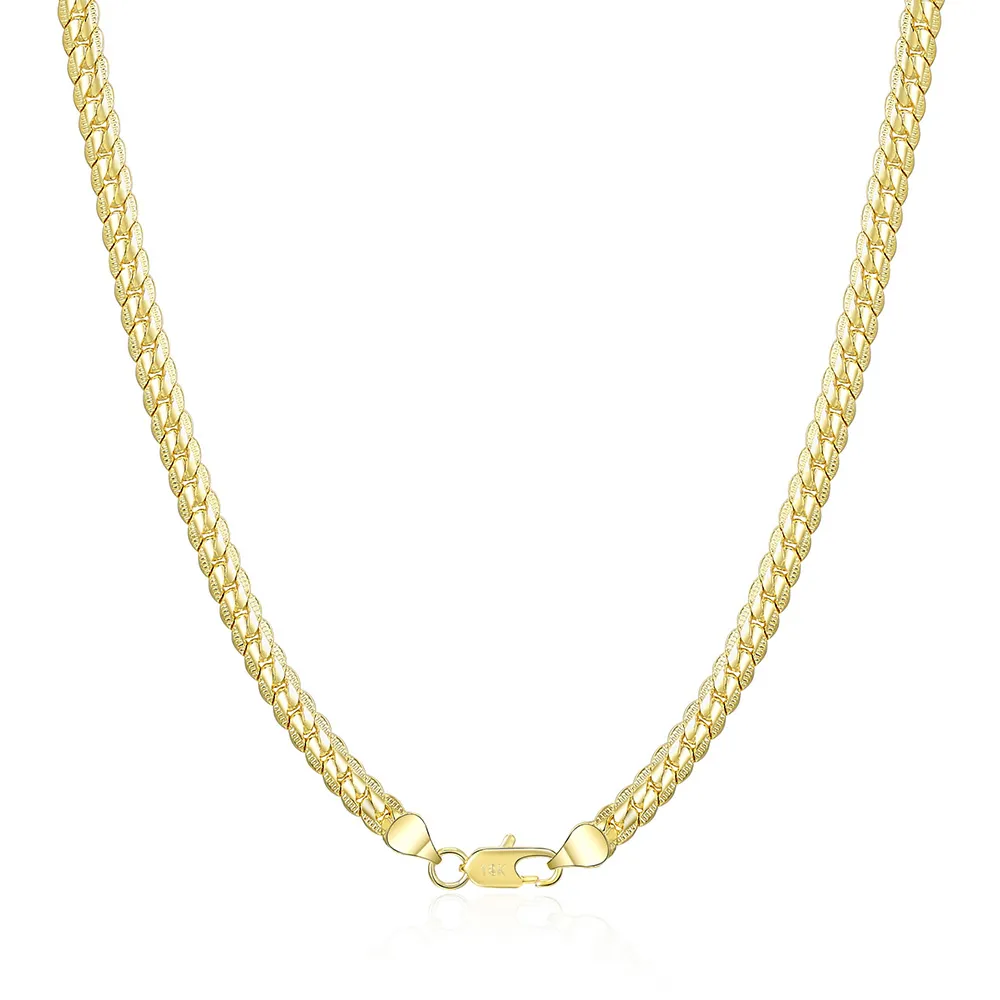 Partihandel 18k Real Gold Plated 5mm Snake Chain Halsband Längd 50cm Mode Mäns Smycken Godkvalitet Gratis Frakt 10st