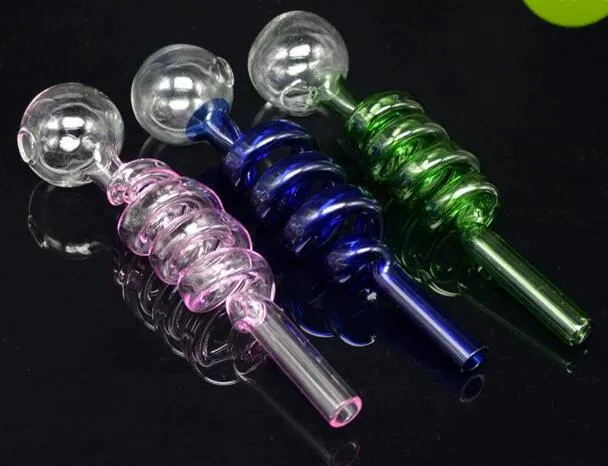 Colorful Twisted Glass Oil Burner Pipe Curved Twist Glass Oil Burners Balancer Water smoking pipes different color FTGHHH