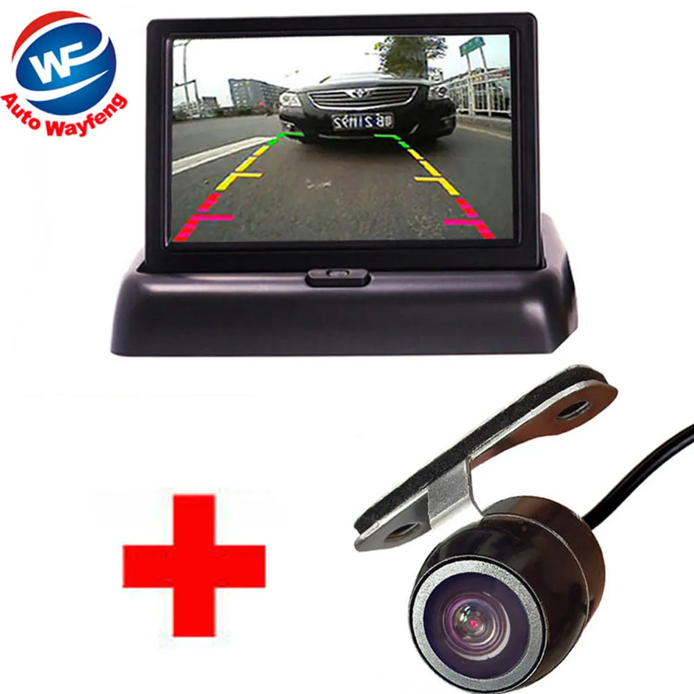 Haute résolution 4.3 "couleur TFT LCD pliant moniteurs d'assistance au stationnement de voiture moniteur de voiture pliable DC 12V avec caméra de recul