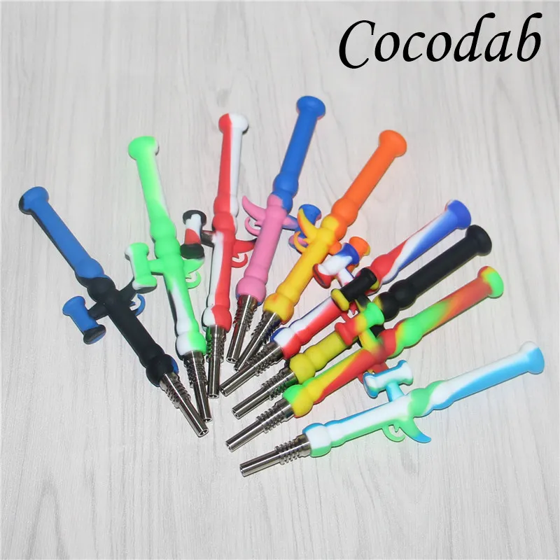 6 Silicone Bazooka Dab Straw, Assorted Colors