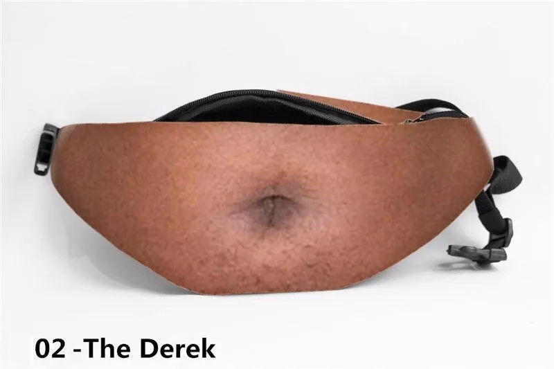 3D Woman Belly Pockets PU Novelty Men Beer Belly Waist Bag Travel