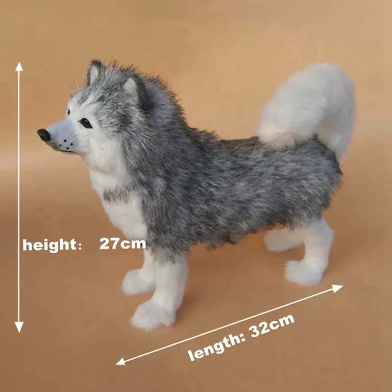 Dorimytrader Squatting Dog Realistic Husky Plush Toy Polyetylen Furs Hantverk Simulering Pet Dogs Hem Dekoration Docka Kids Gift