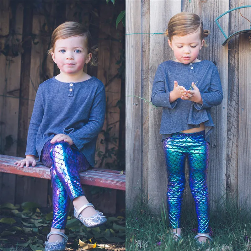 Hot Kids Clothing Baby Girl Clothes Fish Scale Leggings Gradient Casual  Long Pants Pencil Trousers Stretchy Leggings for Kids 0-5 Years