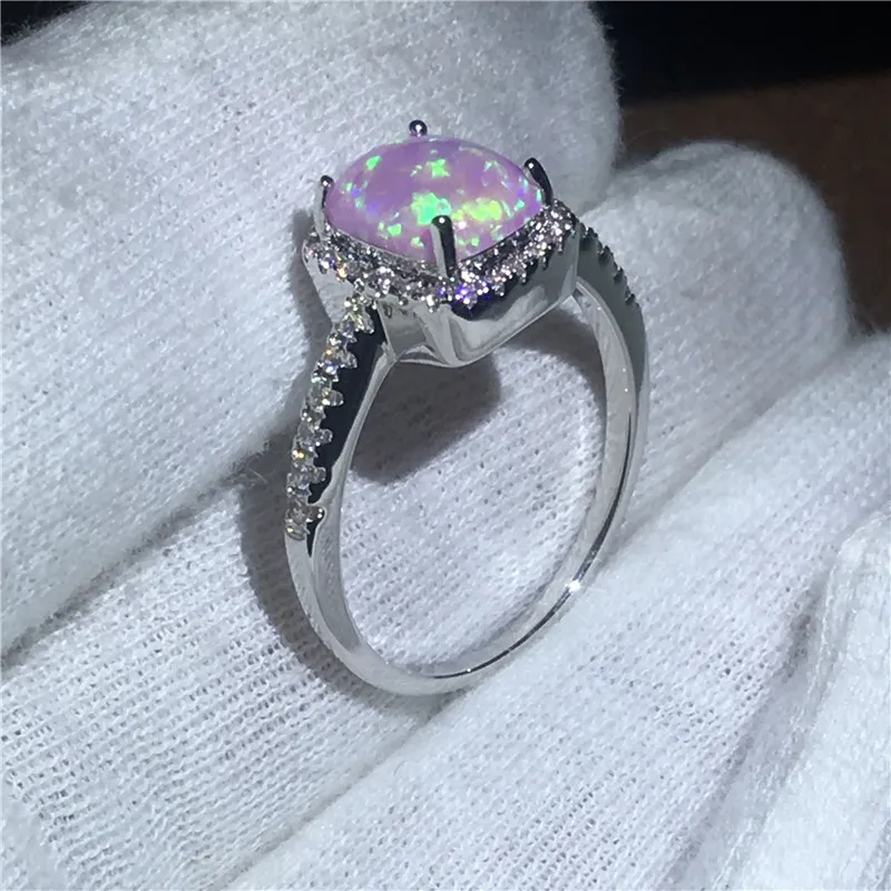 2017 новая пара Юбилейное кольцо розовый 5A опал Cz белое золото заполнены партии обручальное кольцо кольца для женщин мужчины ювелирные изделия подарок