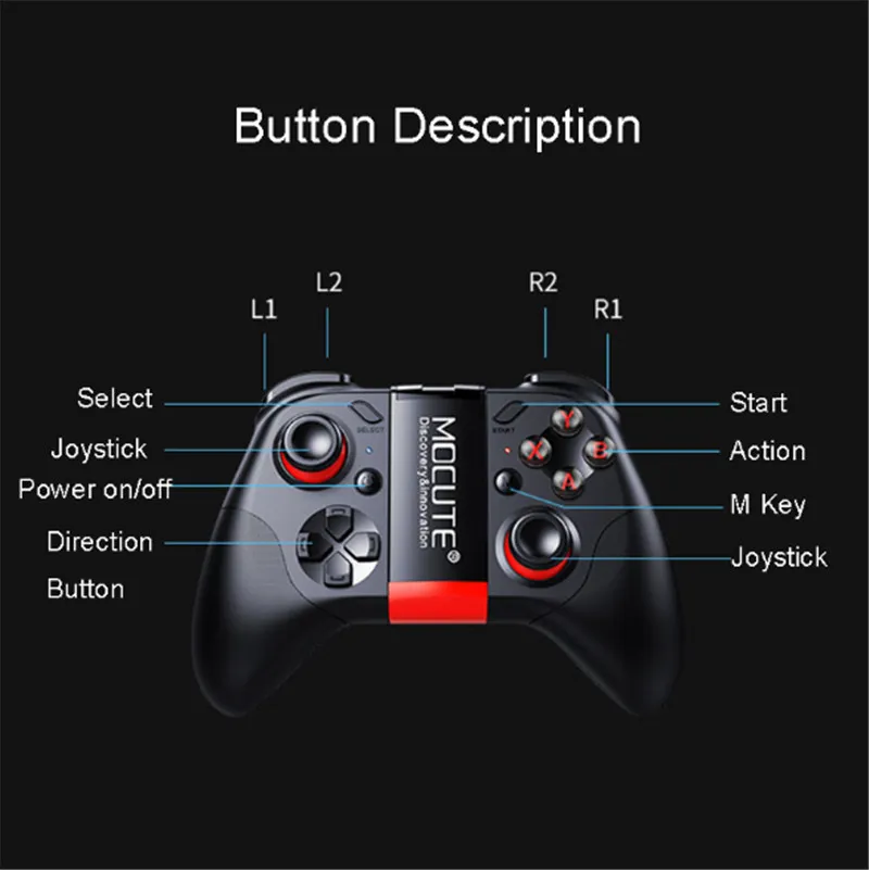 Mocute 054 Bluetooth Gamepad Android Joystick PC Беспроводной контроллер VR Game Pad для ПК Android/IOS смартфон для VR Box