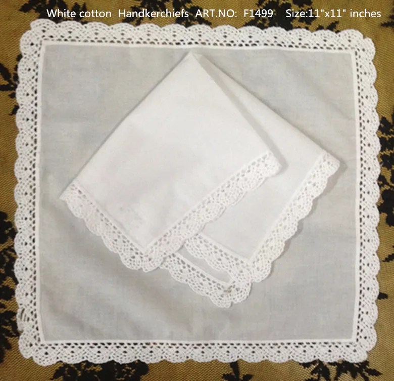 Set di 12 Tessili la casa Fazzoletto da sposa 3030CM Cotton Ladies Hankies Adulti Donne Hanky Regali feste Ricamato all'uncinetto Lace2254b