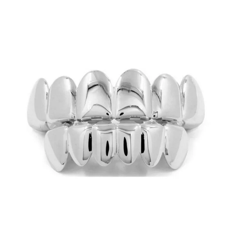 New Hip Hop Gold Teeth Grillz Top Bottom Dental Grills Mouth Punk Teeth Caps Cosplay Party Tooth Rapper Jewelry Set2625348