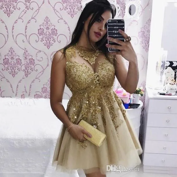 2019 vestido de fiesta corto barato una línea de apliques de tul Juniors Sweet 15 vestido de cóctel de graduación de talla grande hecho a medida