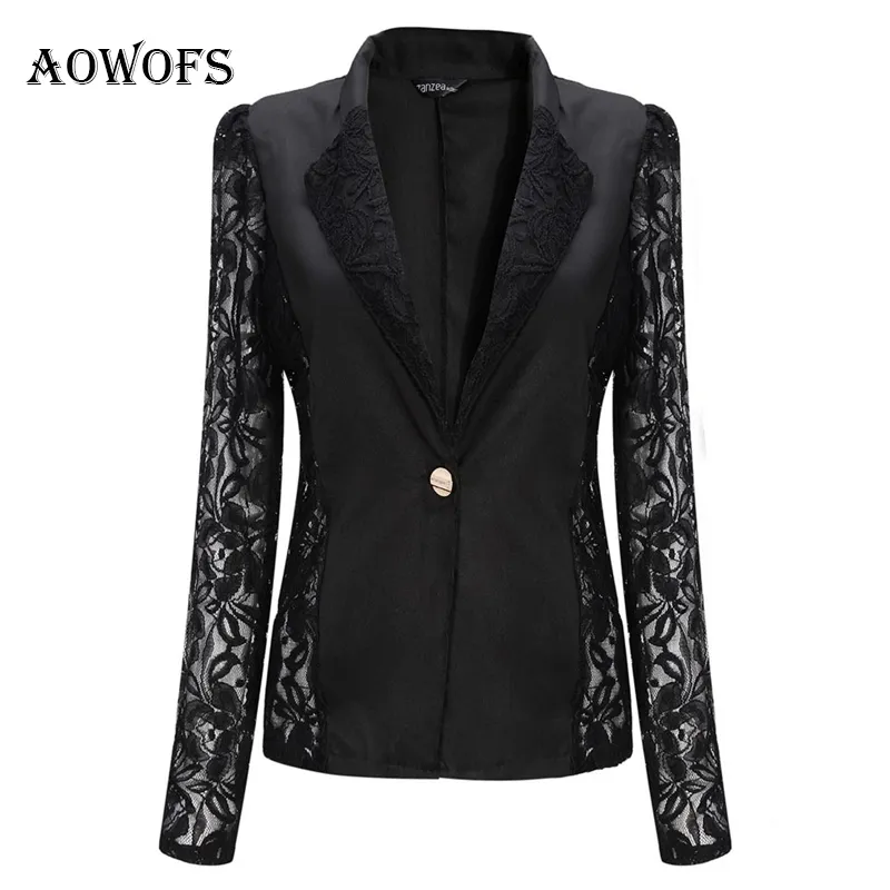 Blazer blanc pour femme dentelle Patchwork travail formel veste noire manteau femme court mince à manches longues Blazers un bouton femmes costume L18101302