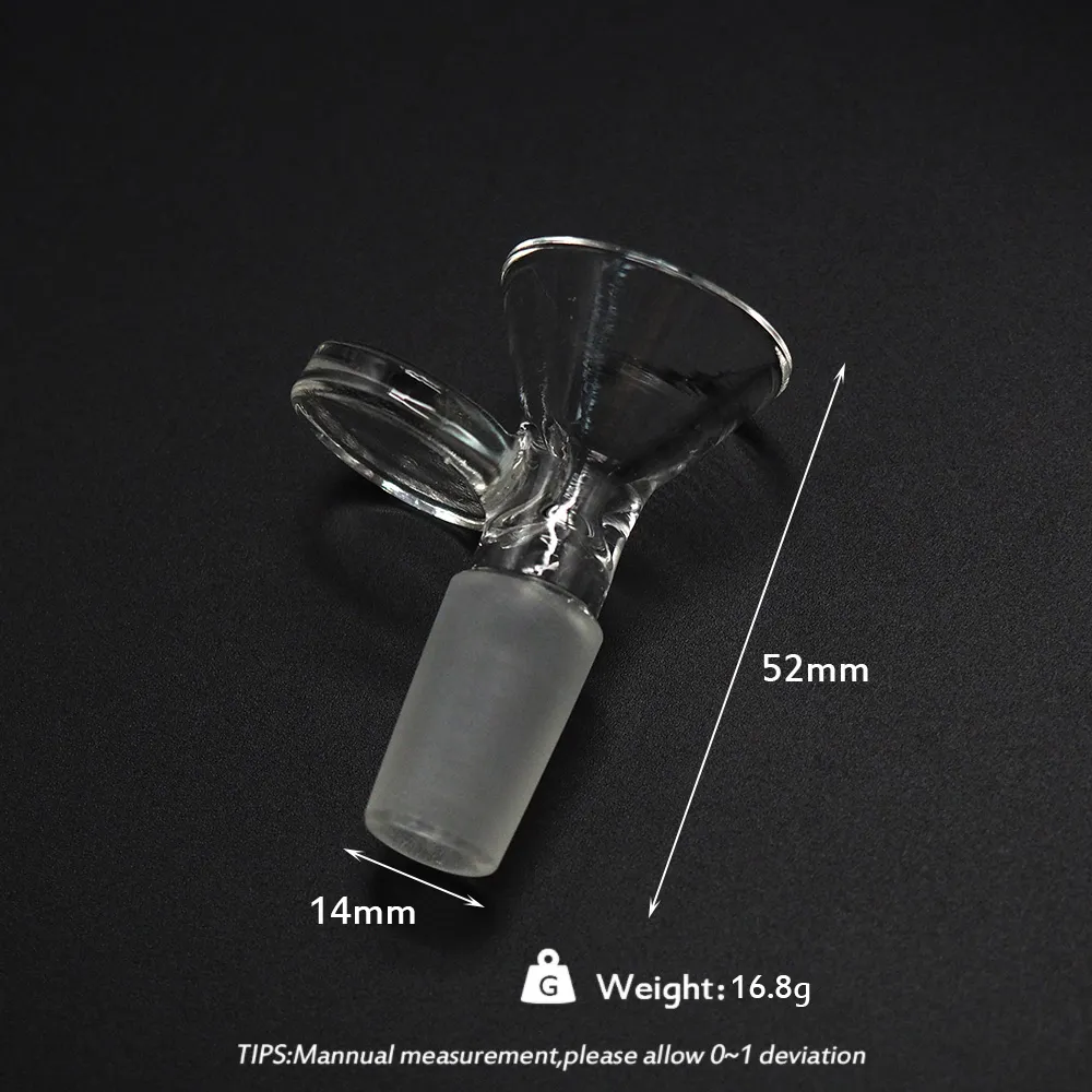 Mycket tjocklek glas bong glidbanor med handtag skål 14mm skålar Heady Slide Rökning Tillbehör för glas vattenrör Bongs oljeplattor