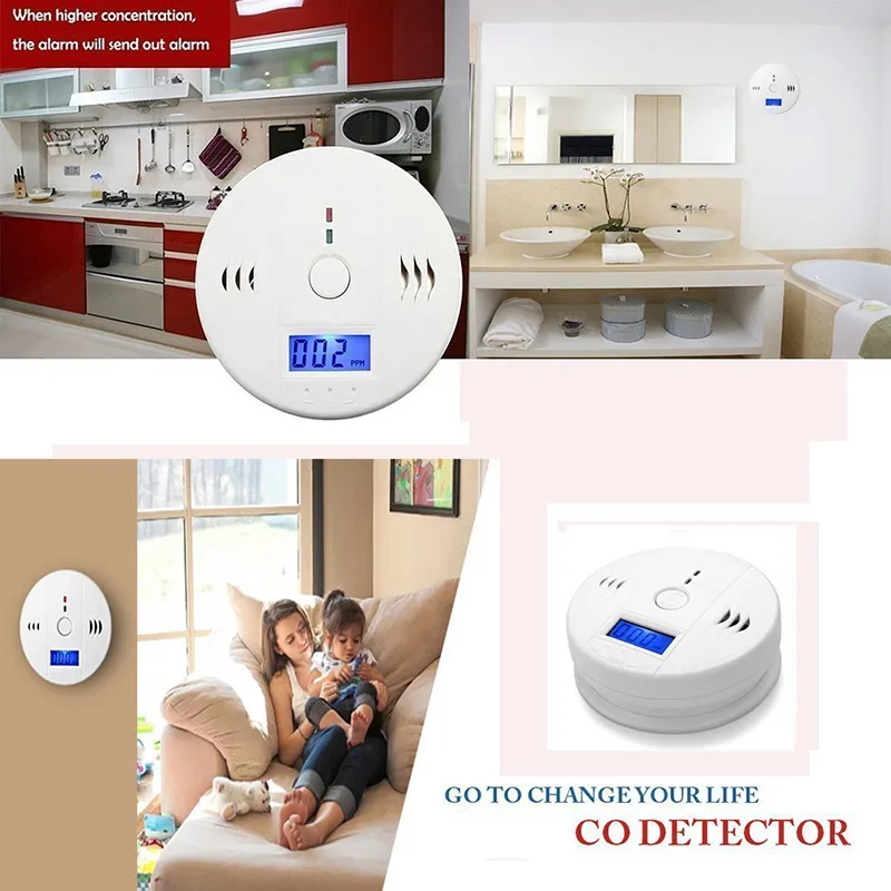 Co Carbon Monóxido Gás Sensor Monitor Alarme Poisining Detector Tester para Home Security Vigilância Hight Qualidade Frete Grátis