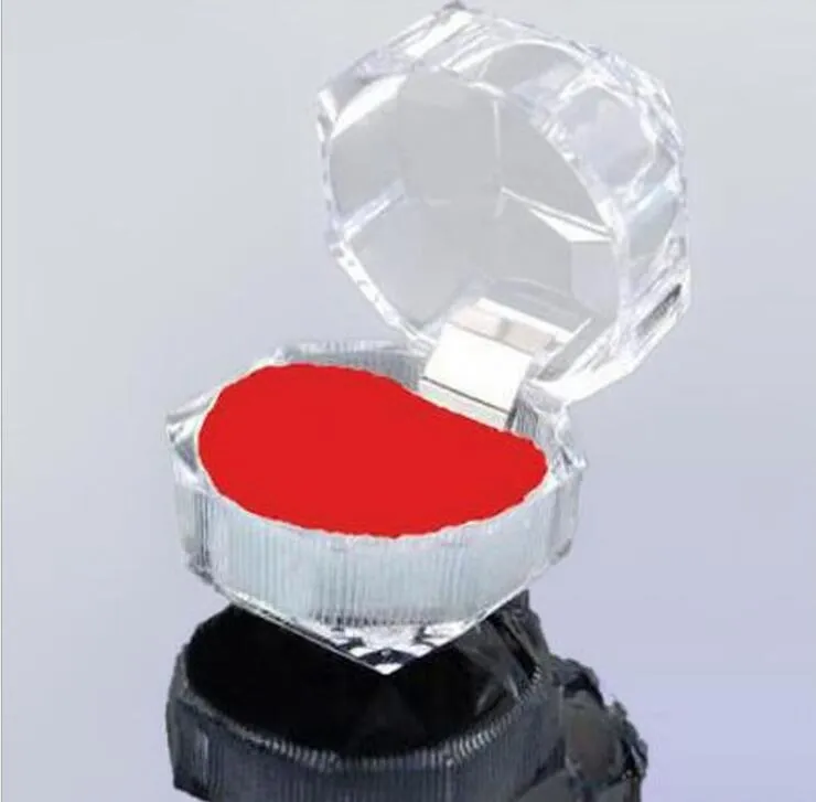 الاكريليك حلقة صندوق للمجوهرات التعبئة عرض الحالات الدفترية شفافة لحلقة هدية الساخن بيع GA35