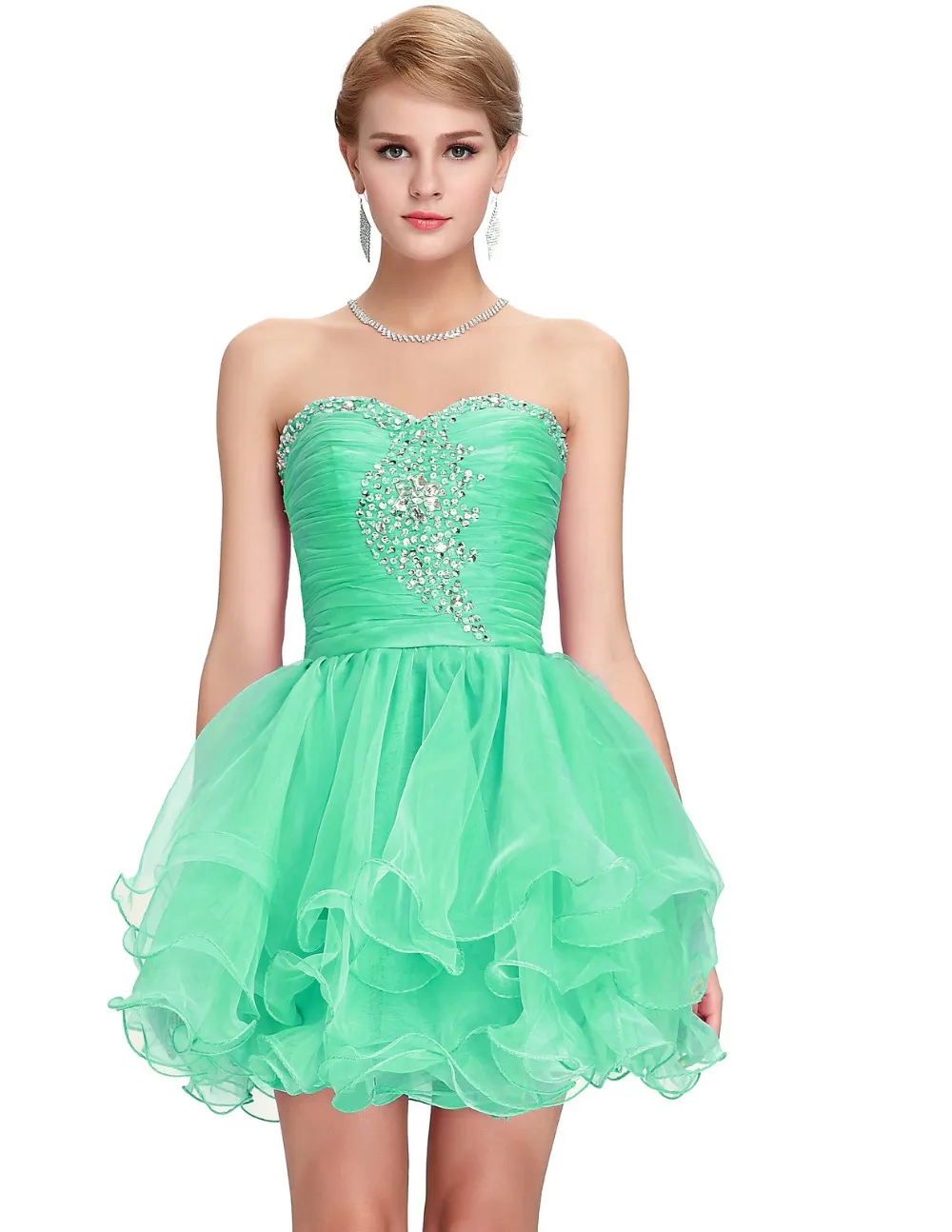 Cute Back To School Short Prom Dresses Sequins Homecoming Ball Gown Puffy Dancing Party Dresses Black Green Pink Purple HY1363