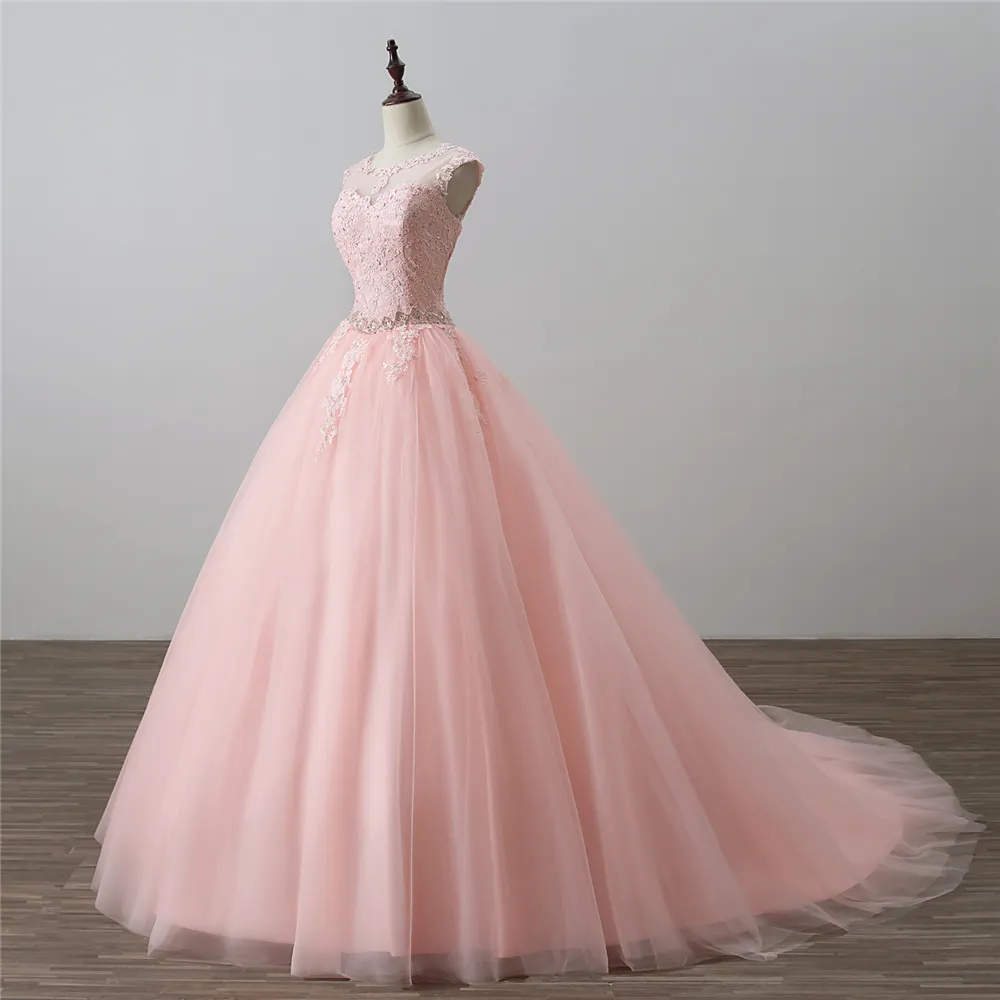 2018 Yeni Geldi Gerçek Fotoğraf Backless Dantel Balo Quinceanera Elbise Kristal Aplikler ile Tatlı 16 Elbise Vestido Debutante Abiye BQ129