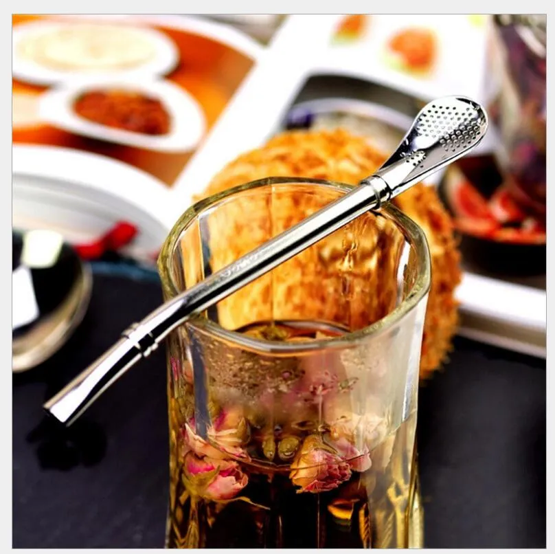 304 Eco-Friendly Stainless steel filter Drinking Straws Tea Strainer Cocktail Shaker Coffee Filtered Spoons Bar Party Supply