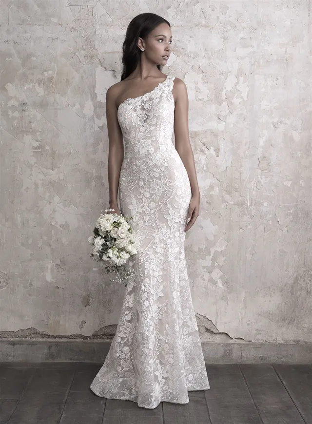 Madison James 2019 Abiti da sposa a sirena Sexy una spalla in pizzo vestido de novia Backless Sweep Train Abito da sposa taglie forti