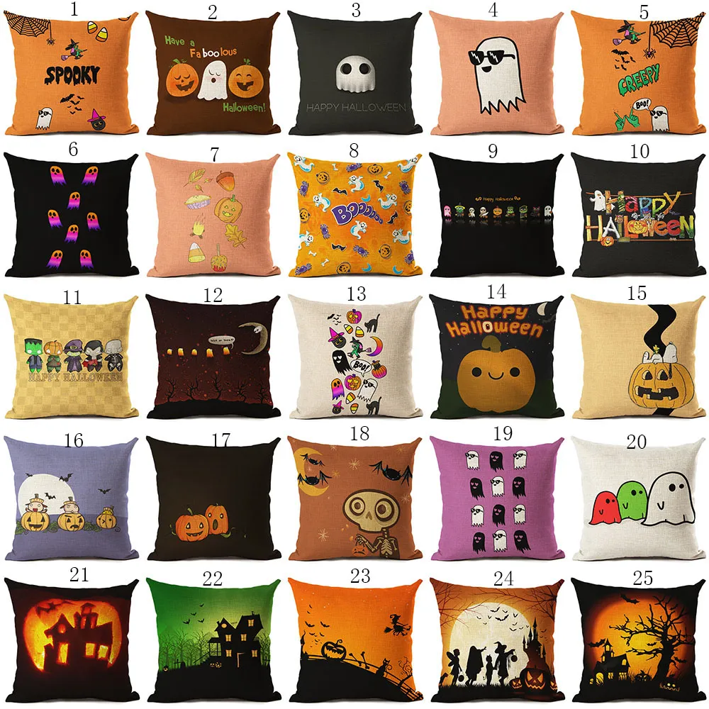 Halloween Pillows Case 45*45cm pumpkin ghost print Pillow Cover Throw Cushion Cover Sofa Nap Cushion Covers Home Decor 137 colors C4978